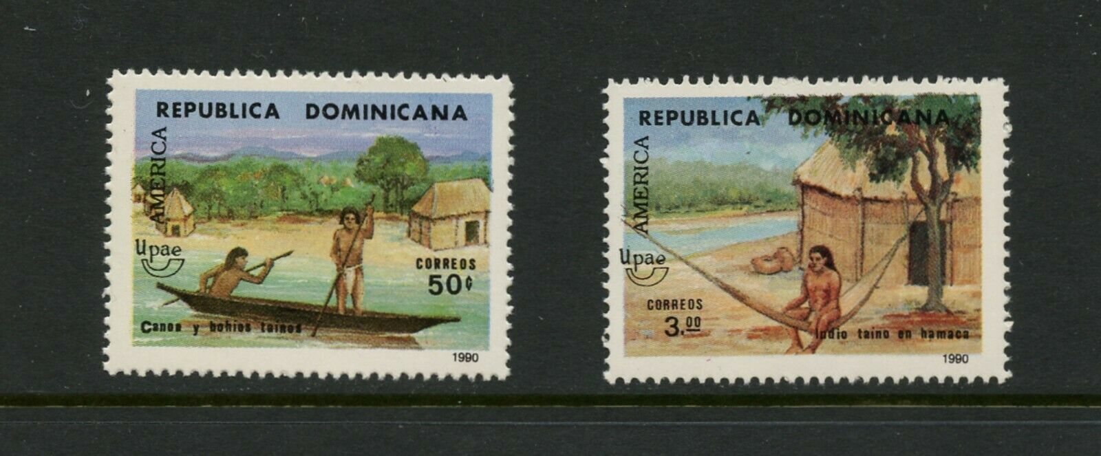 E681 Dominikanische Republik 1990 Upaep Kanu Hängematte 2v. Mnh